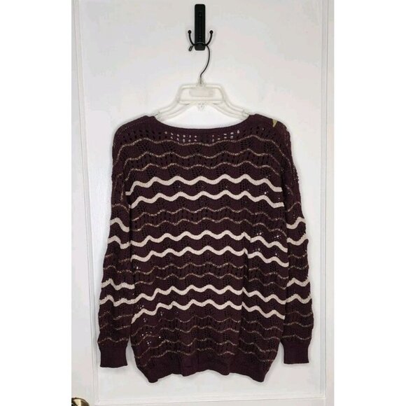 NWT Size US XS Desigual Burgundy Brown Knit Sweater Floral Oversized - Picture 2 of 6